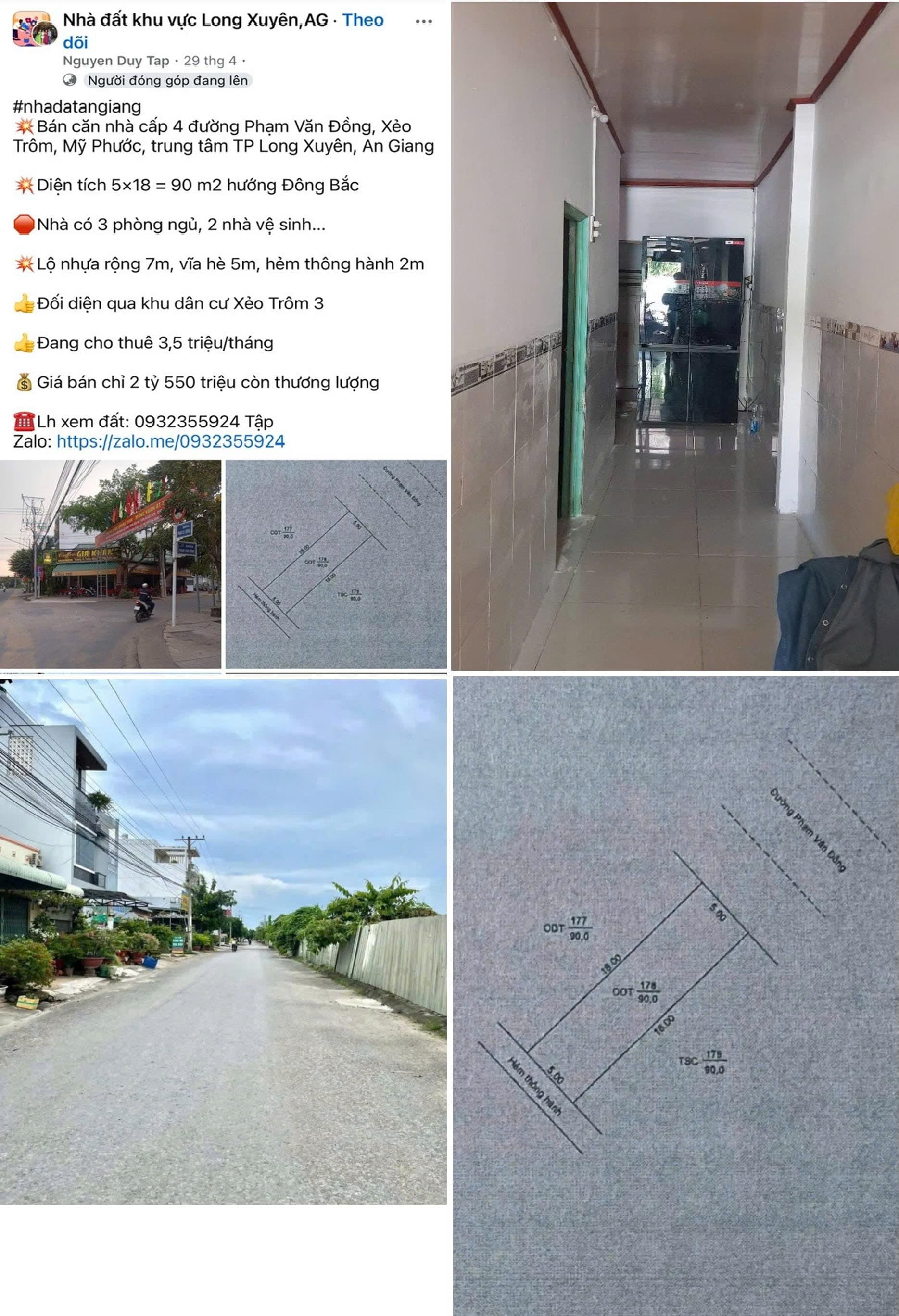 Bán nhà cấp 4 đường Phạm Văn Đồng, xẻo trôm, trung tâm Long Xuyên